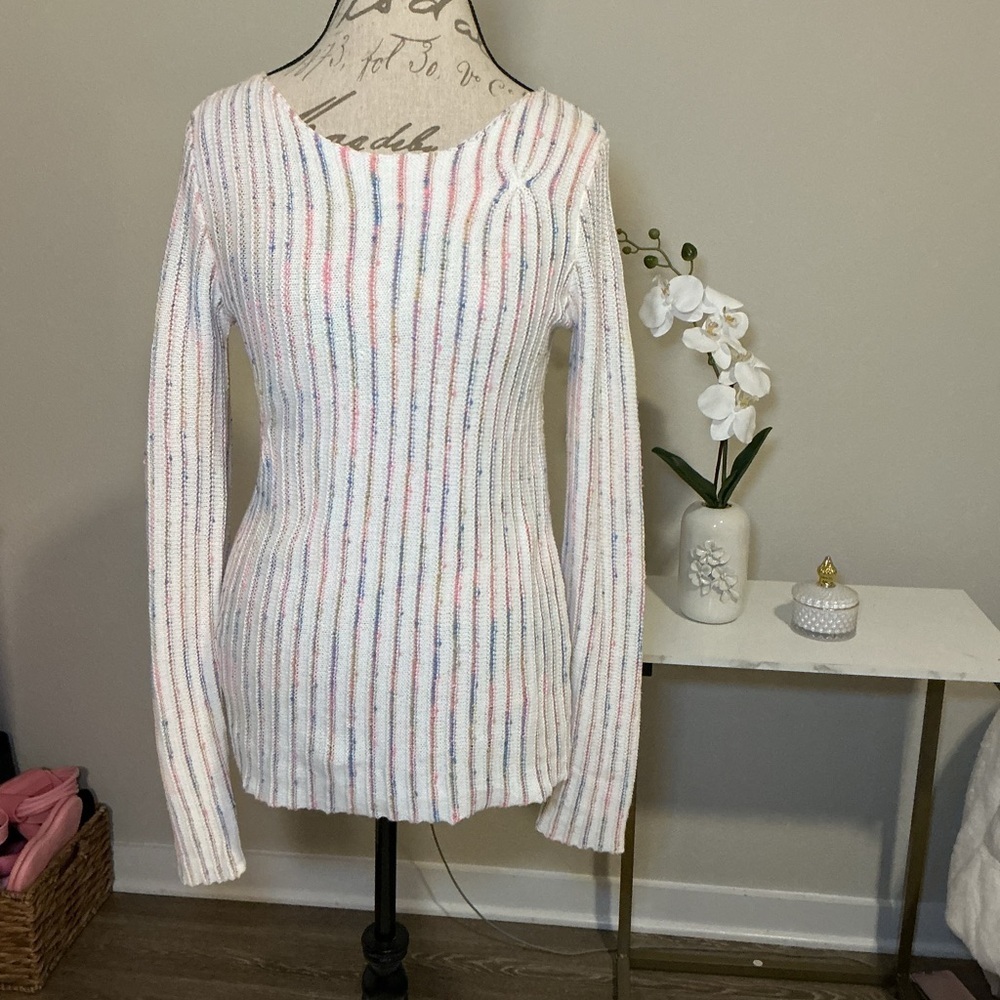 Colorful Striped Ribbed Sweater - Picture 1 of 6